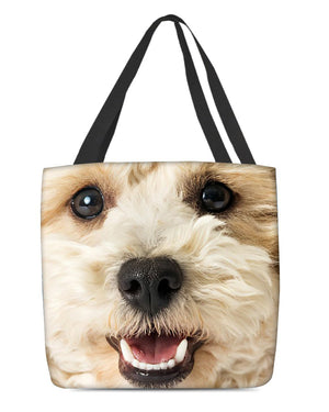 White Mixed Breed Poodle Face-Cloth Tote Bag