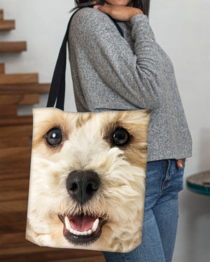 White Mixed Breed Poodle Face-Cloth Tote Bag