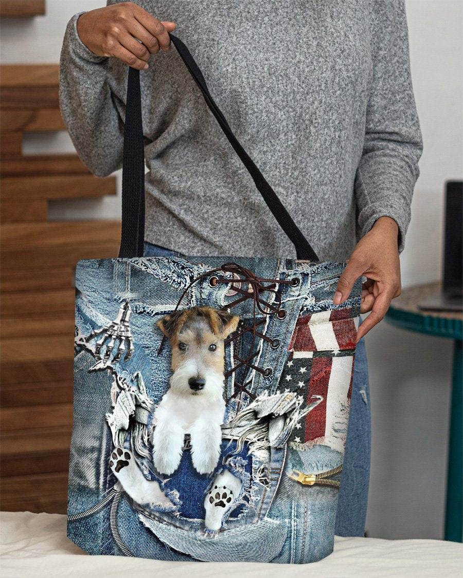 Wire Fox Terrier-Ripped Jeans-Cloth Tote Bag