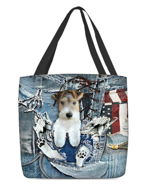 Wire Fox Terrier-Ripped Jeans-Cloth Tote Bag