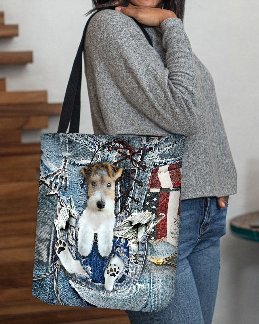 Wire Fox Terrier-Ripped Jeans-Cloth Tote Bag