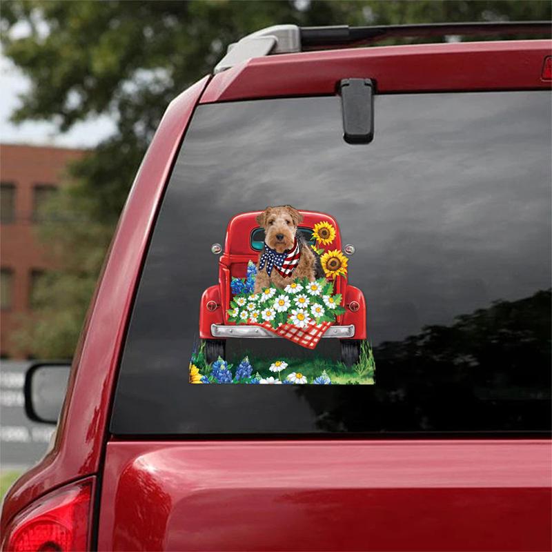 Flower Car Sticker-Wire Fox Terrier 1