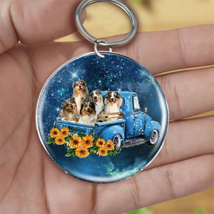 With Australian Shepherd TAKE THE TRIP CLASSIC-Round Resin Epoxy Metal Keychain