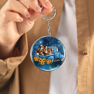 With Basset Hound TAKE THE TRIP CLASSIC-Round Resin Epoxy Metal Keychain