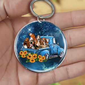 With Basset Hound TAKE THE TRIP CLASSIC-Round Resin Epoxy Metal Keychain