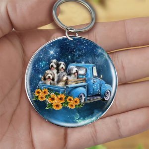 With Bearded Collie TAKE THE TRIP CLASSIC-Round Resin Epoxy Metal Keychain