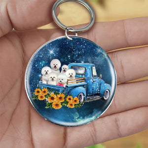 With Bichon Frise TAKE THE TRIP CLASSIC-Round Resin Epoxy Metal Keychain