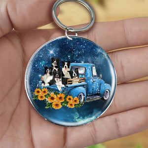 With Border Collie TAKE THE TRIP CLASSIC-Round Resin Epoxy Metal Keychain