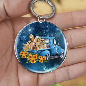 With Buff Cocker Spaniel TAKE THE TRIP CLASSIC-Round Resin Epoxy Metal Keychain