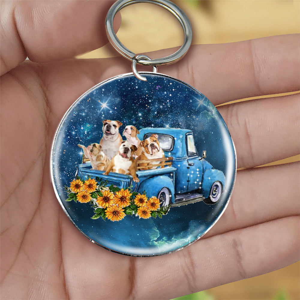 With Bulldog TAKE THE TRIP CLASSIC-Round Resin Epoxy Metal Keychain