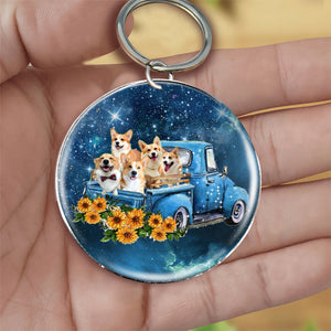 With Corgi TAKE THE TRIP CLASSIC-Round Resin Epoxy Metal Keychain