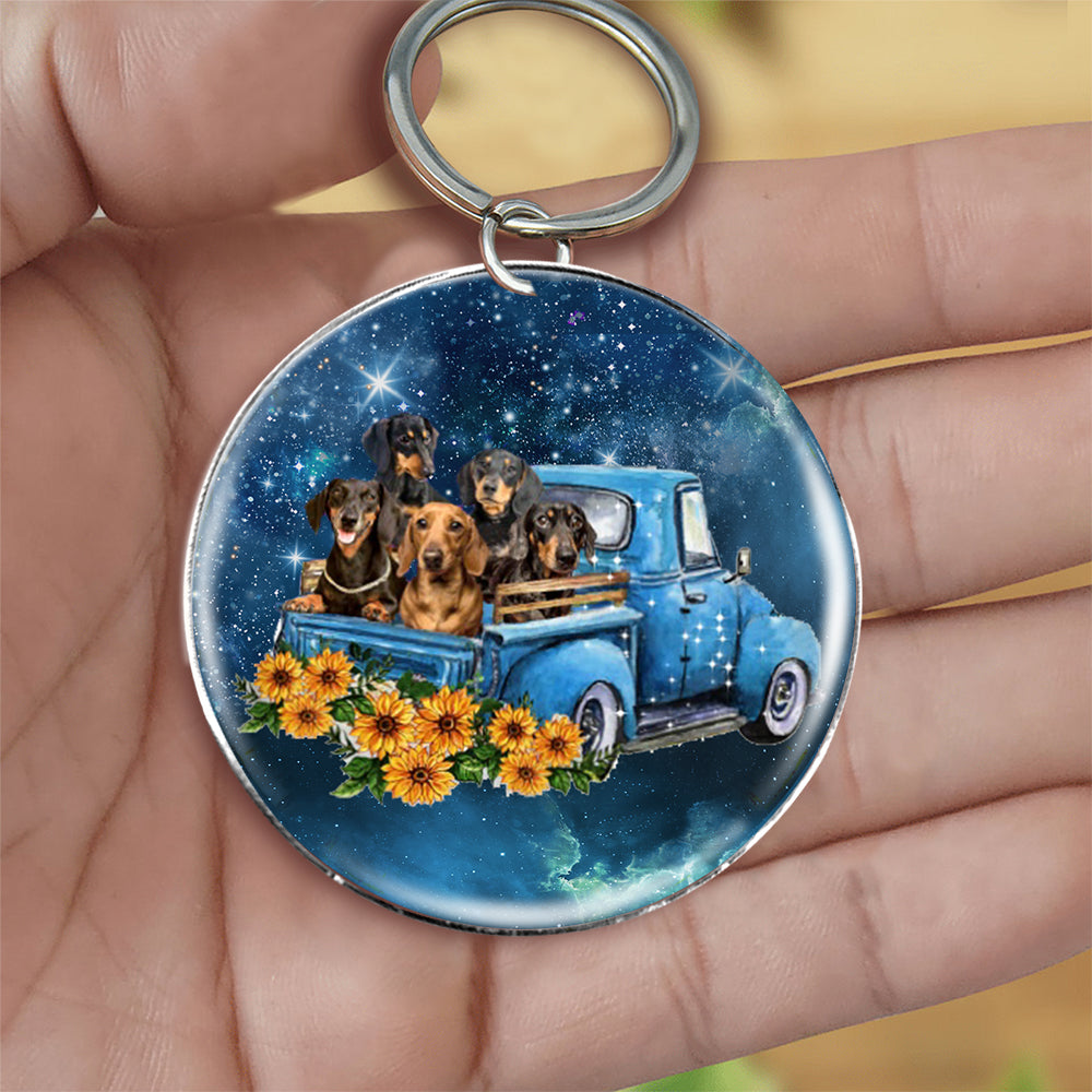 With Dachshund TAKE THE TRIP CLASSIC-Round Resin Epoxy Metal Keychain
