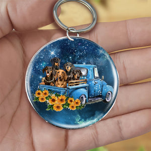 With Dachshund TAKE THE TRIP CLASSIC-Round Resin Epoxy Metal Keychain