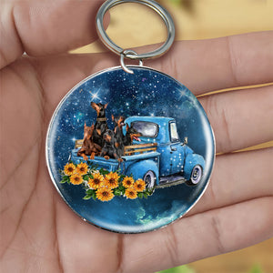 With Doberman Pinscher TAKE THE TRIP CLASSIC-Round Resin Epoxy Metal Keychain