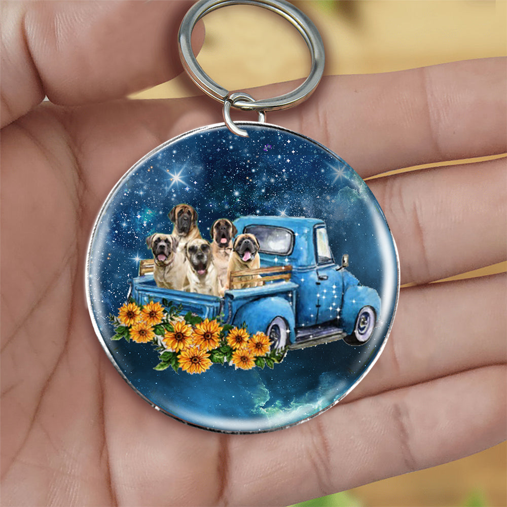 With English Mastiff TAKE THE TRIP CLASSIC-Round Resin Epoxy Metal Keychain