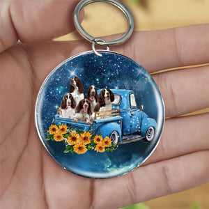 With English Springer Spaniel TAKE THE TRIP CLASSIC-Round Resin Epoxy Metal Keychain