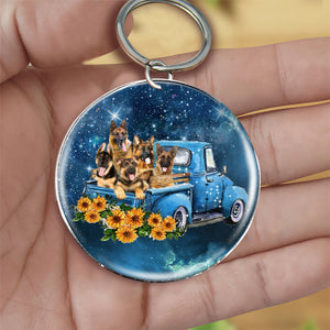 With German Shepherd TAKE THE TRIP CLASSIC-Round Resin Epoxy Metal Keychain