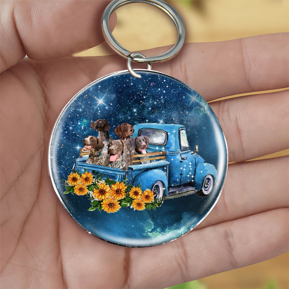 With German Shorthaired Pointer TAKE THE TRIP CLASSIC-Round Resin Epoxy Metal Keychain