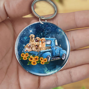 With Golden Retriever TAKE THE TRIP CLASSIC-Round Resin Epoxy Metal Keychain