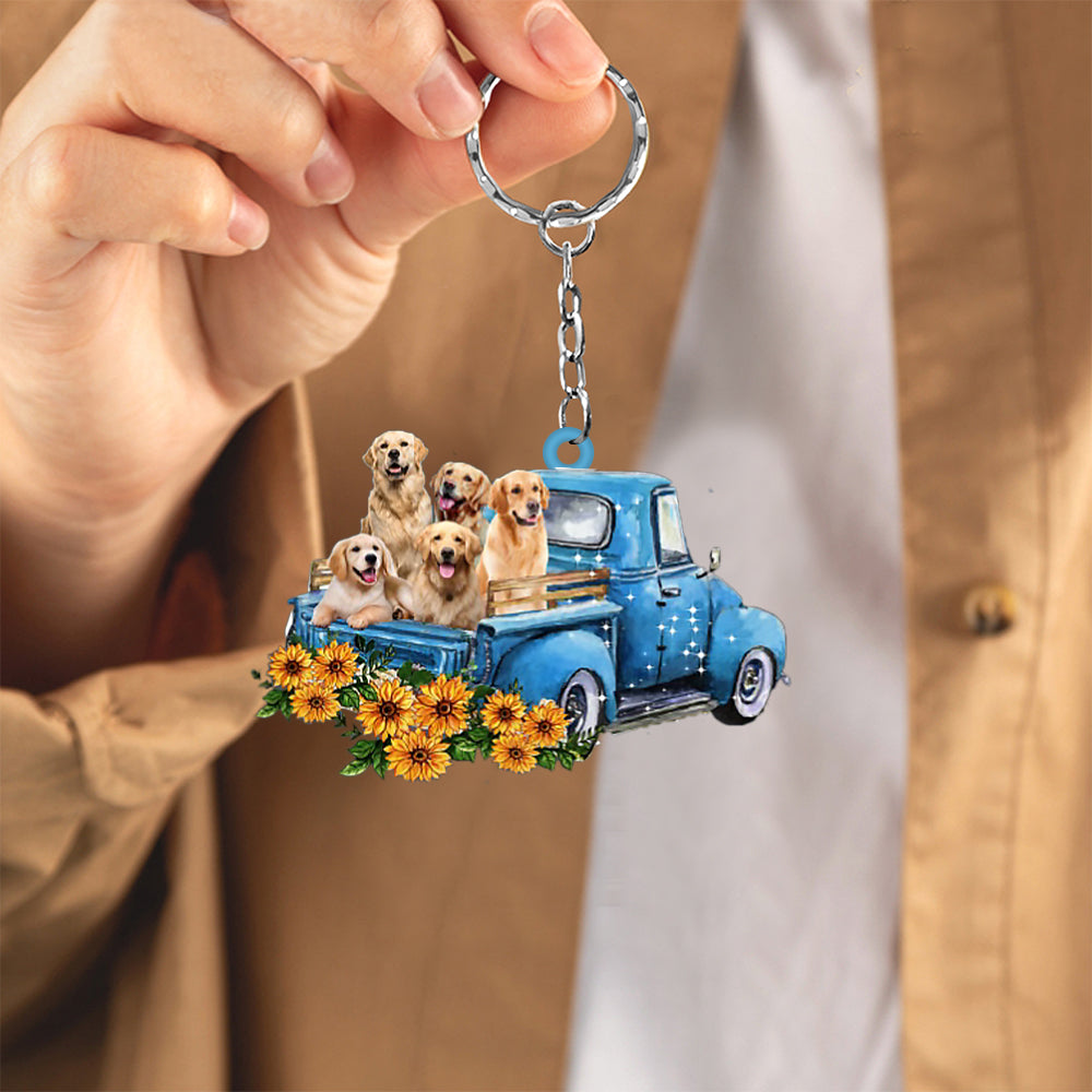 With Golden Retriever Take The Trip Keychain