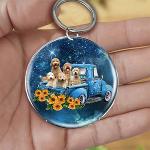 With Goldendoodle TAKE THE TRIP CLASSIC-Round Resin Epoxy Metal Keychain