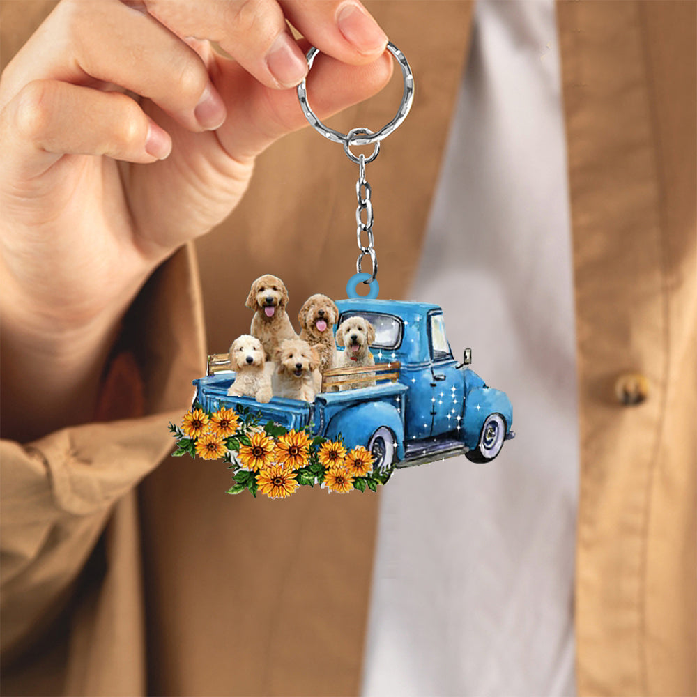 With Goldendoodle Take The Trip Keychain