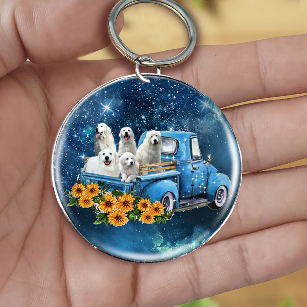 With Great Pyrenees TAKE THE TRIP CLASSIC-Round Resin Epoxy Metal Keychain