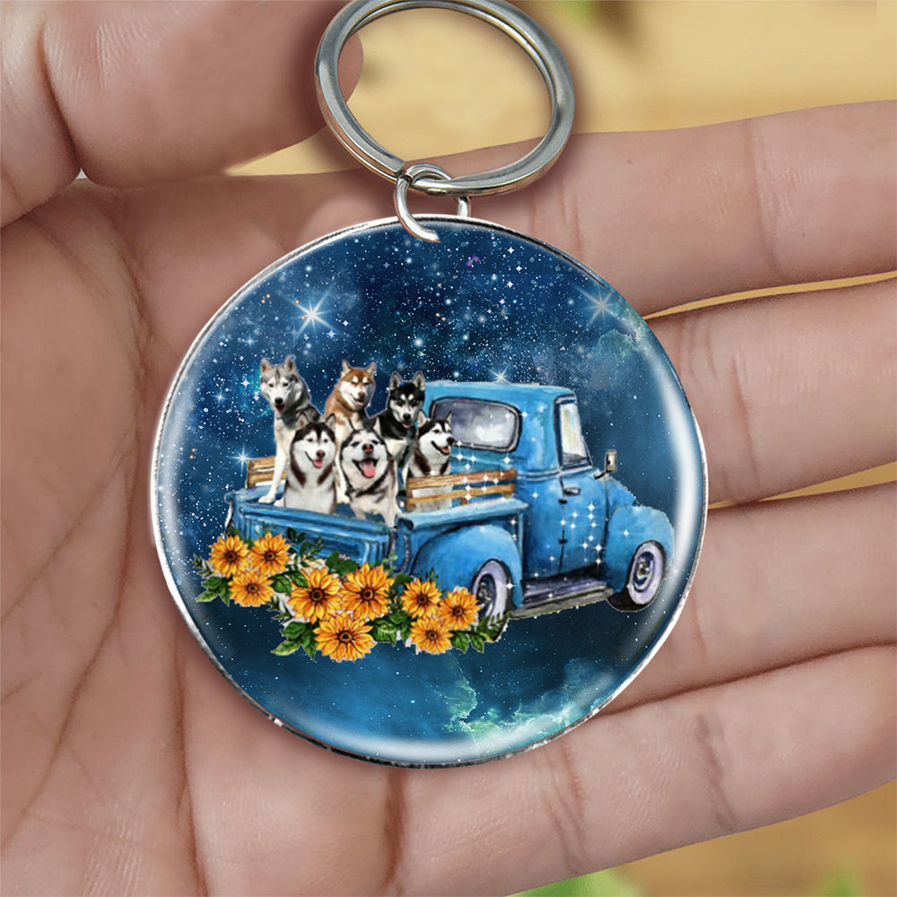 With Husky TAKE THE TRIP CLASSIC-Round Resin Epoxy Metal Keychain