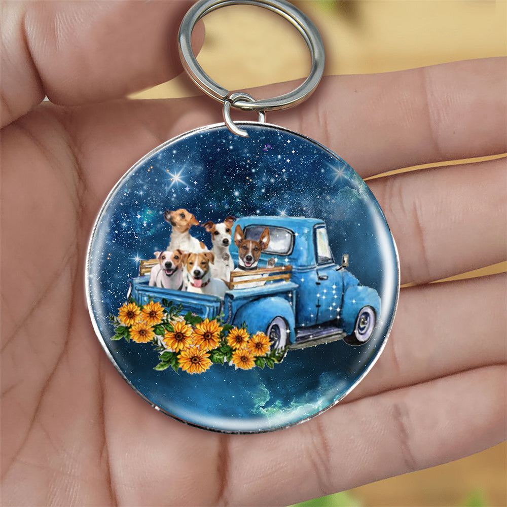 With Jack Russell Terrier TAKE THE TRIP CLASSIC-Round Resin Epoxy Metal Keychain