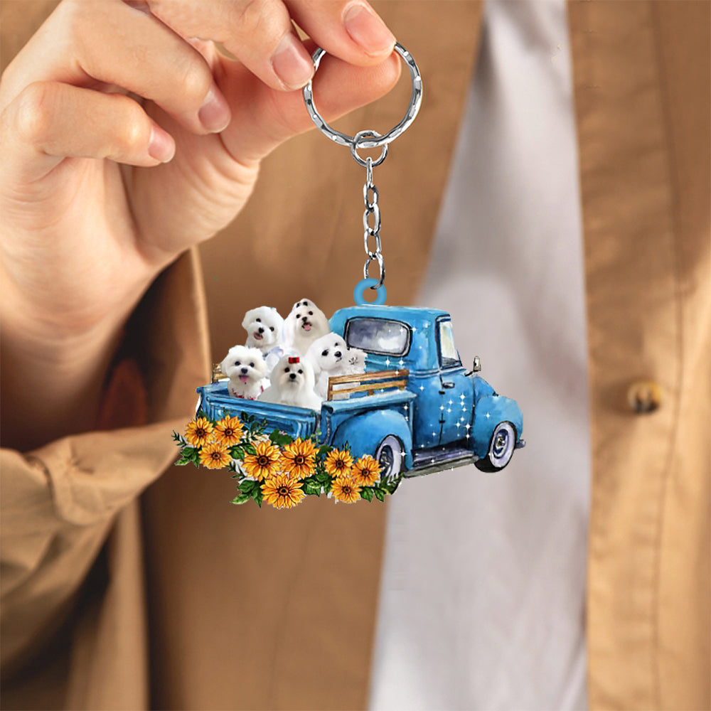 With Maltese Take The Trip Keychain