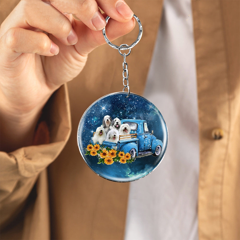 With Old English Sheepdog TAKE THE TRIP CLASSIC-Round Resin Epoxy Metal Keychain