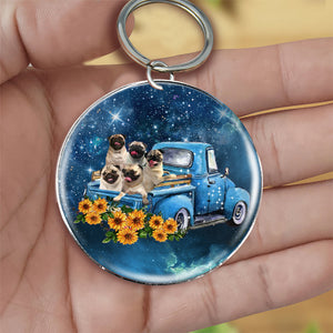 With Pug TAKE THE TRIP CLASSIC-Round Resin Epoxy Metal Keychain