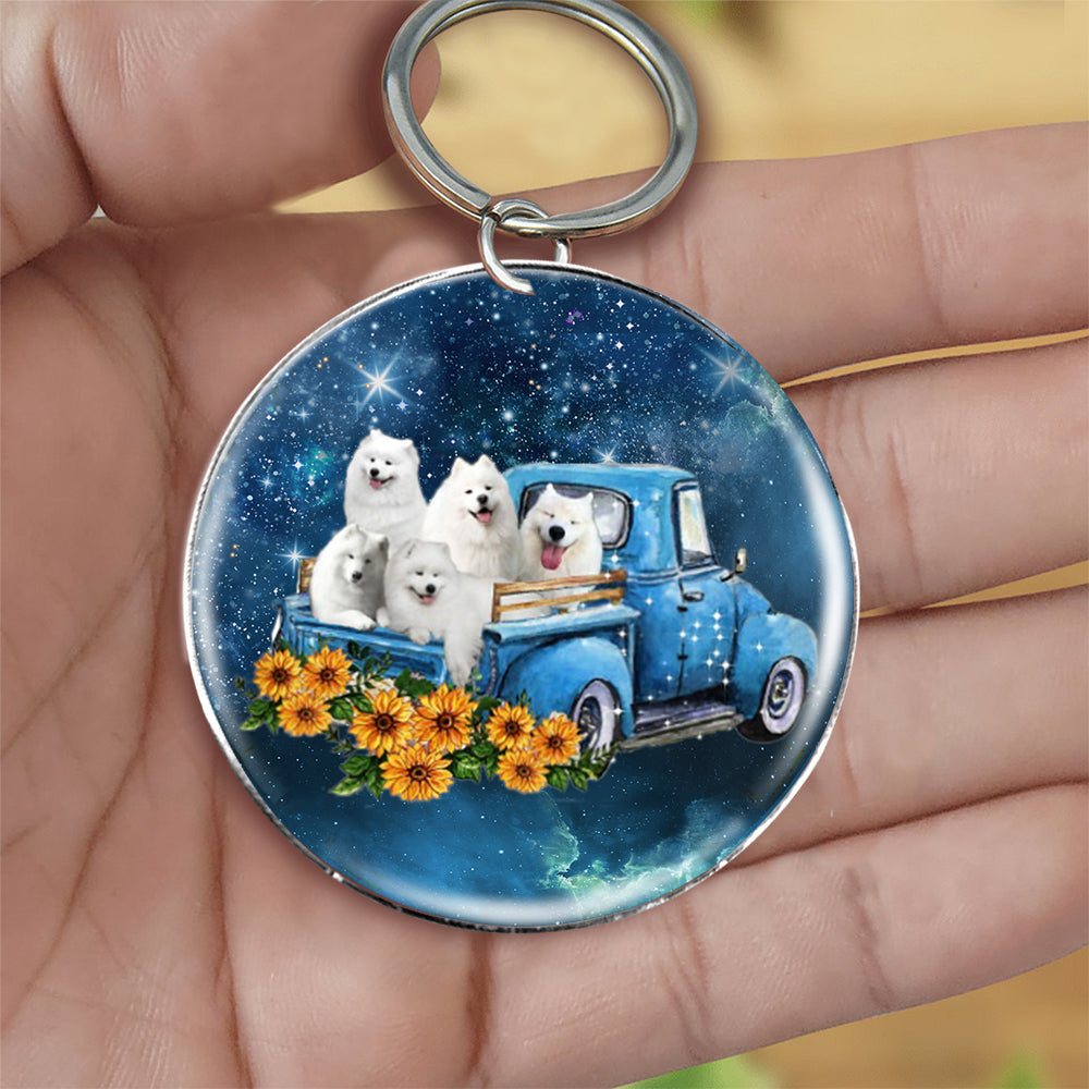 With Samoyed TAKE THE TRIP CLASSIC-Round Resin Epoxy Metal Keychain