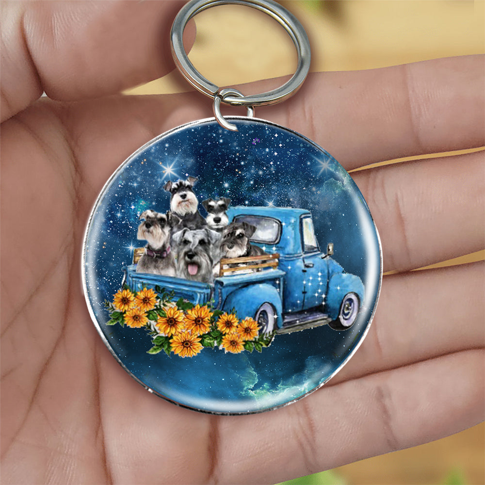 With Schnauzer TAKE THE TRIP CLASSIC-Round Resin Epoxy Metal Keychain