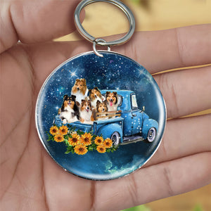 With Sheltie TAKE THE TRIP CLASSIC-Round Resin Epoxy Metal Keychain