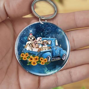 With Shih Tzu TAKE THE TRIP CLASSIC-Round Resin Epoxy Metal Keychain