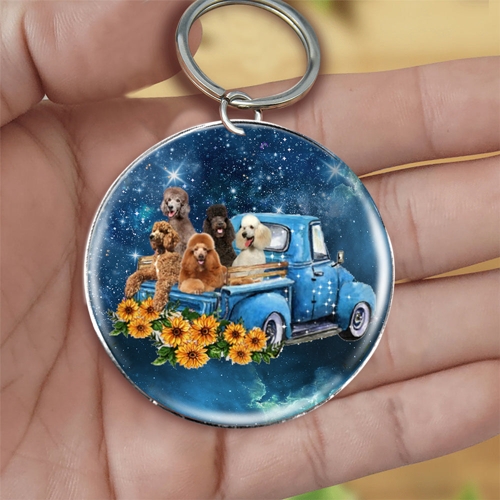 With Standard Poodle TAKE THE TRIP CLASSIC-Round Resin Epoxy Metal Keychain