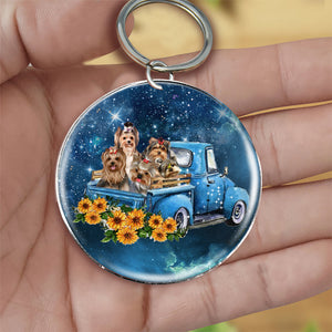 With Yorkshire Terrier TAKE THE TRIP CLASSIC-Round Resin Epoxy Metal Keychain