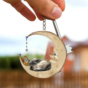Wolf-Sleeping on the moon Keychain