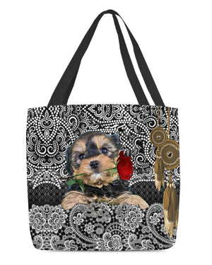 Yorkipoo-Rose Cloth Tote Bag