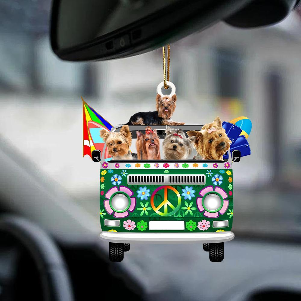 Yorkshire-Green Hippie Van-Two Sided Ornament