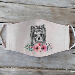 Yorkshire Terrier Dog Flower EZ01 2404 Face Mask