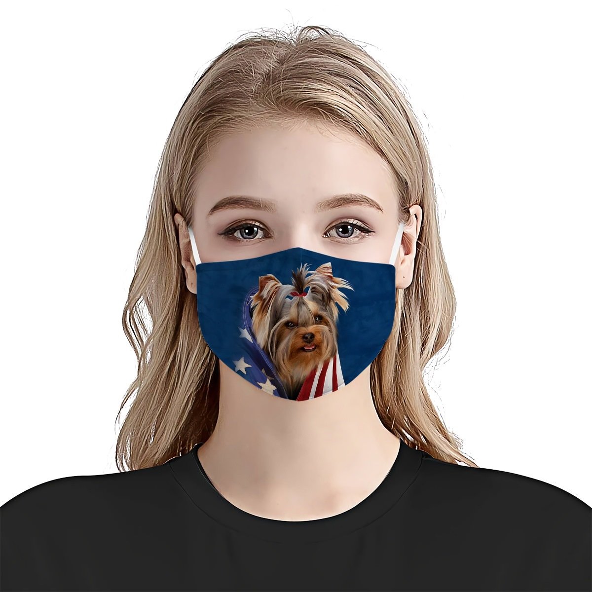 Yorkshire Terrier In American Flag EZ01 Face Mask