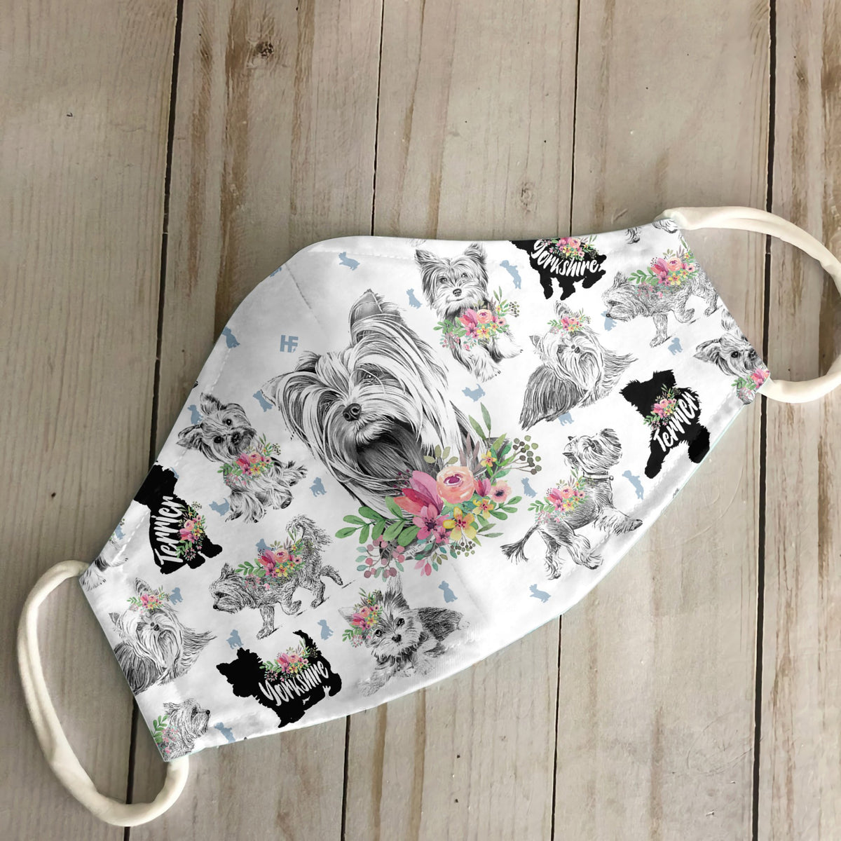 Yorkshire Terrier Floral Vintage EZ10 2206 Face Mask