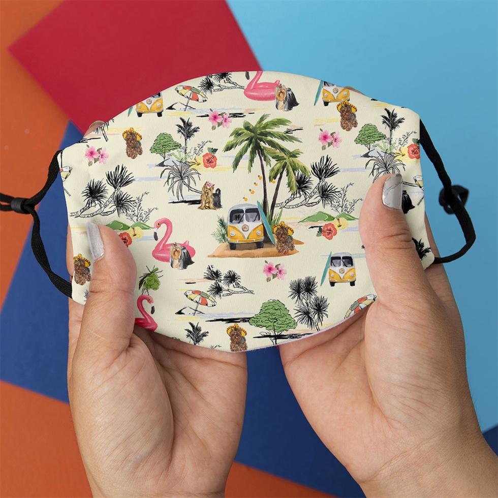 Yorkshire Terrier Hawaii Beach EZ07 1508 Face Mask