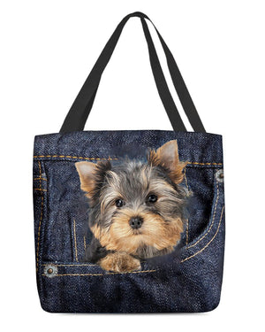 Yorkshire Terrier-Dark Denim-Cloth Tote Bag