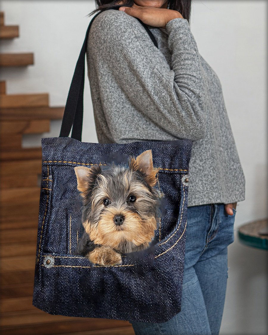 Yorkshire Terrier-Dark Denim-Cloth Tote Bag