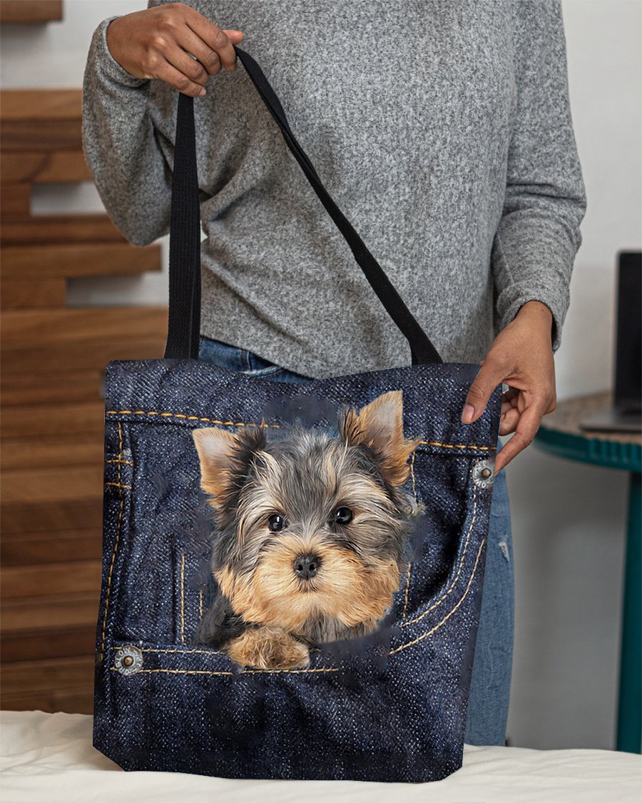 Yorkshire Terrier-Dark Denim-Cloth Tote Bag