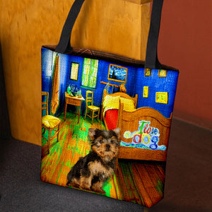 Yorkshire Terrier in the bedroom-Cloth Tote Bag