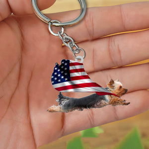 Yorkshire Terrier-Happy Independence Day Flat Acrylic Keychain